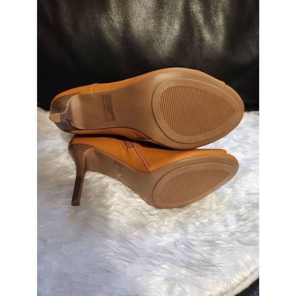 NWOT Rue21 XL 10 Brown open toe ankle bootie with 4" heal - Picture 7 of 9